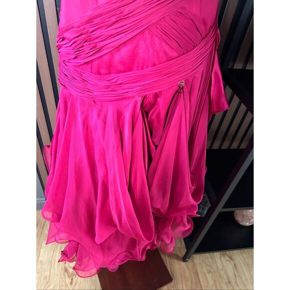 David’s bridal size 1/2 fusia dress y2k long train prom or homecoming - Picture 6 of 9